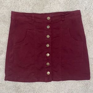 Maroon button skirt